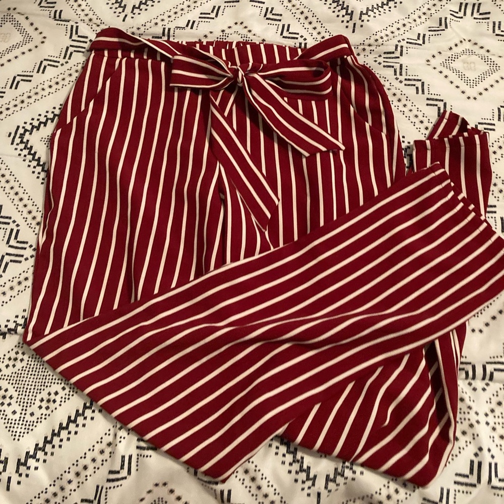 Burgundy striped pants